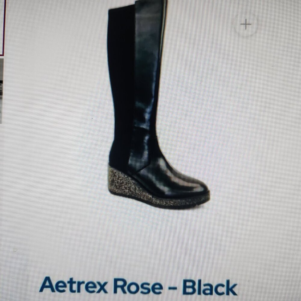 Aetrex Black Leather Tall "Rose" Boots. NIB. Size EU 4EU 37/US 7